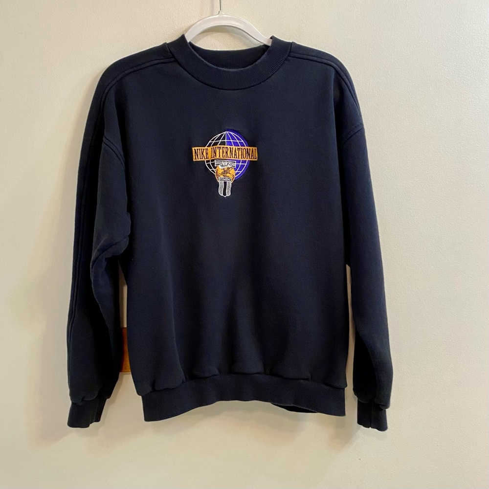 Nike‎ Vintage 90s International Sweatshirt Black Purple Men Sz M Oversized RARE